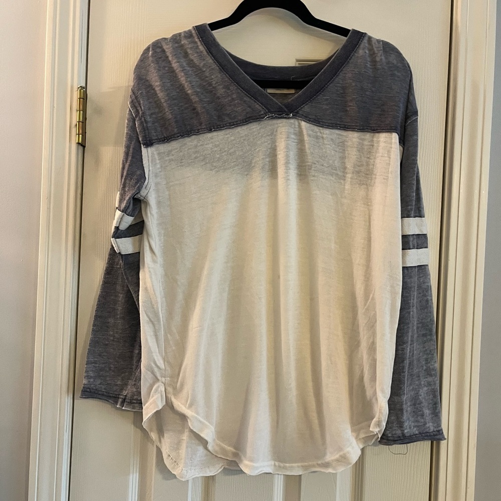 Ocean Drive, Gray and White Long Sleeve Shirt, Bar Harbor Maine Jersey